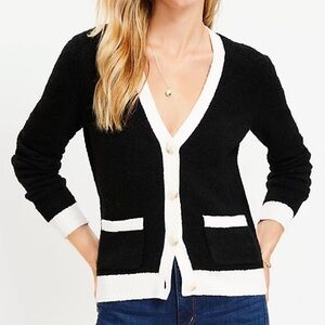 LOFT Black and White Cardigan Sweater
